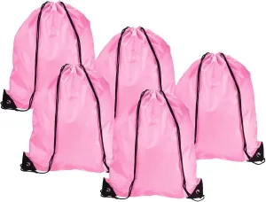PATIKIL 42x34cm Nylon Drawstring Bag, 10 Pack Storage Bulk Cinch Backpack Sack for Gym Sports Outdoor Traveling, Pink