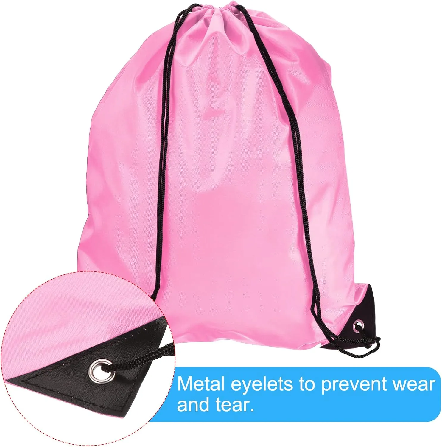 PATIKIL 42x34cm Nylon Drawstring Bag, 10 Pack Storage Bulk Cinch Backpack Sack for Gym Sports Outdoor Traveling, Pink