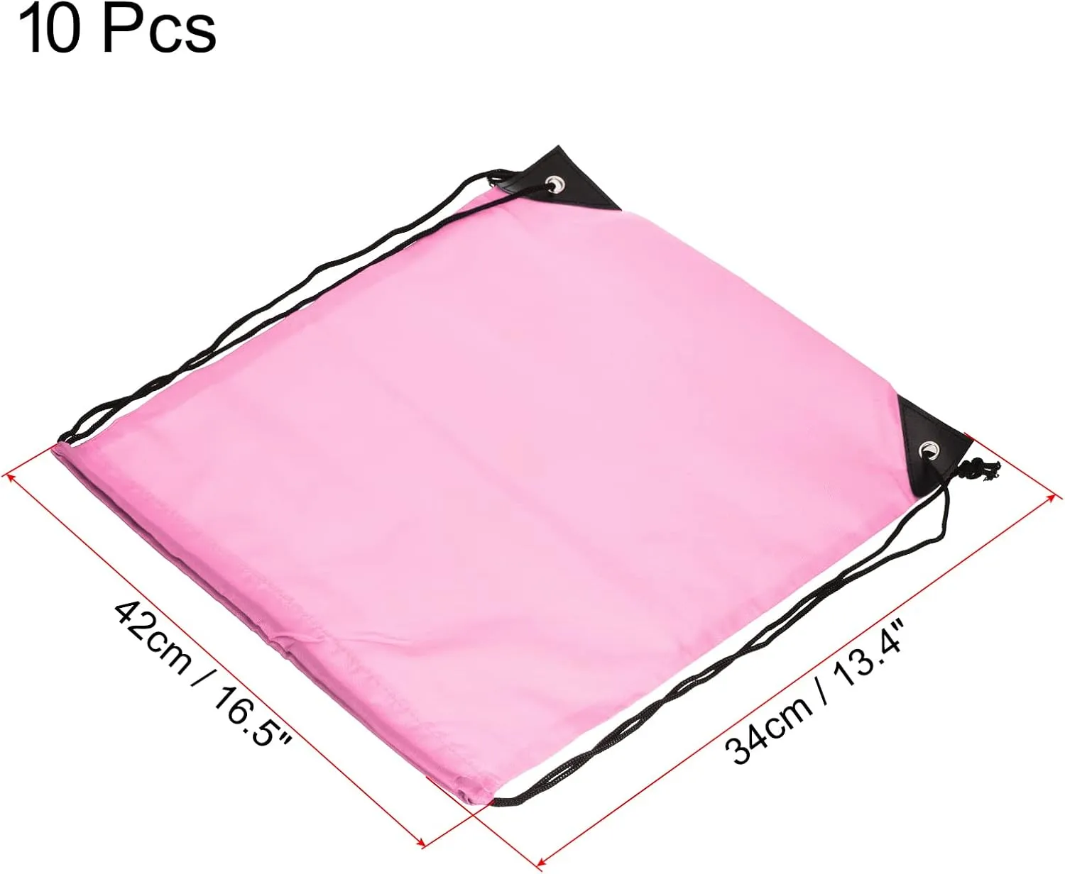 PATIKIL 42x34cm Nylon Drawstring Bag, 10 Pack Storage Bulk Cinch Backpack Sack for Gym Sports Outdoor Traveling, Pink