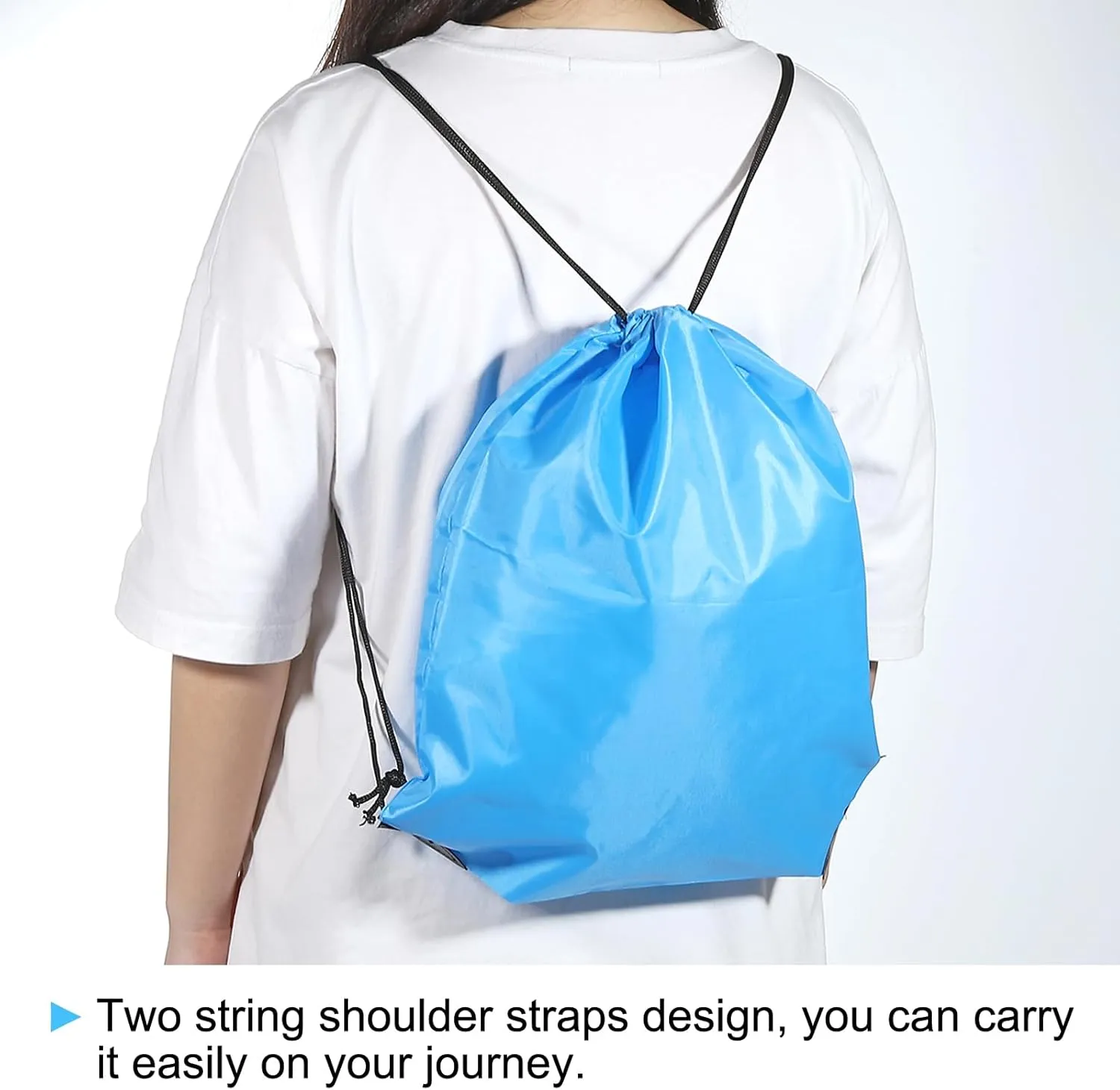 PATIKIL 42x34cm Nylon Drawstring Bag, 10 Pack Storage Bulk Cinch Backpack Sack for Gym Sports Outdoor Traveling, Pink