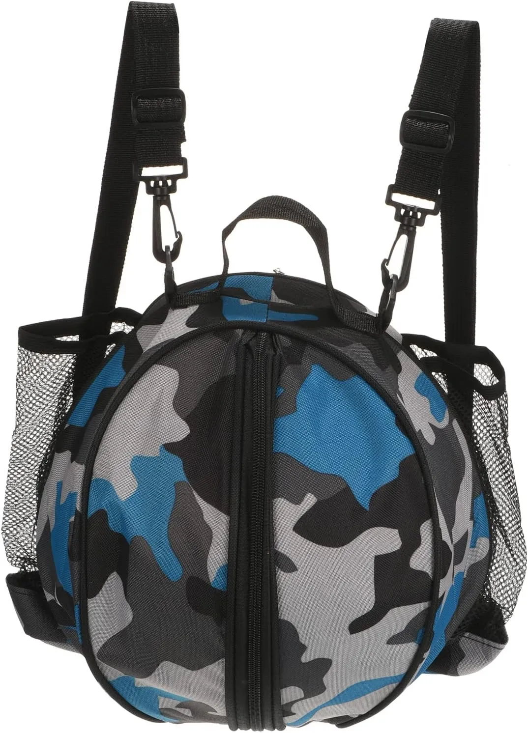 PATIKIL Size 7 29.5" Basketball Bag, Sports Backpack Waterproof Ball Bag Carrier Holder with 2 Adjustable Shoulder Straps, 2 Side Mesh Pockets for Soccer Football Volleyball, Camo Blue