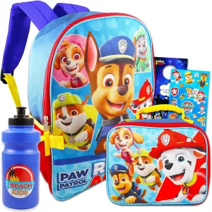 Paw Patrol School Supplies for Kids - Bundle with Paw Patrol Backpack and Lunch Bag Plus Stickers, Water Bottle, and More (Paw Patrol School Bag)