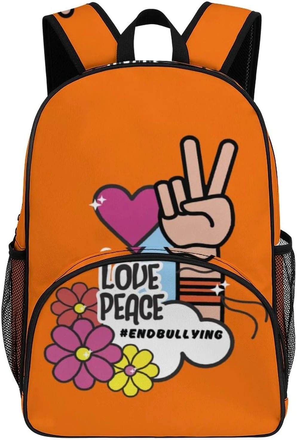 Peace Love Unity Anti Bullying Unity Day Orange Backpack for Worker Teacher Business Hiking Travel Bag Shoulders Bag