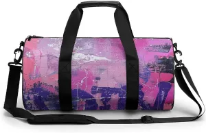 Peach And Purple Painting Gym Bag Small Travel Duffle Bag with Compartment Carry On Weekender Bag for Women Men