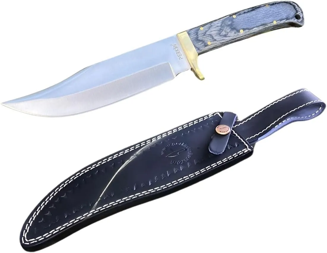 Perkin Fixed Blade Hunting Knives with Sheath-Custom Handmade Full Tang Bushcraft Fixed-Blade Knife for Camping, Hiking and Outdoor Activities-Unisex Adults-PKH