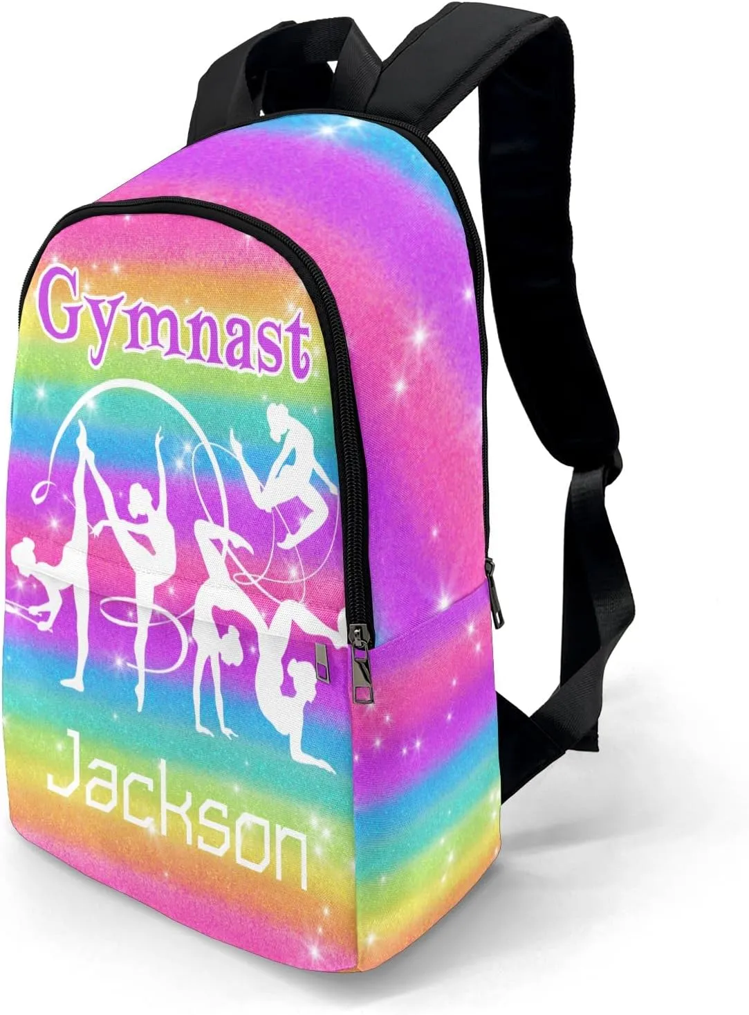Personalised Casual Rucksack Large Capacity Casual Backpack Custom Unisex Travel Bag Gymnastics with Rainbow Stars