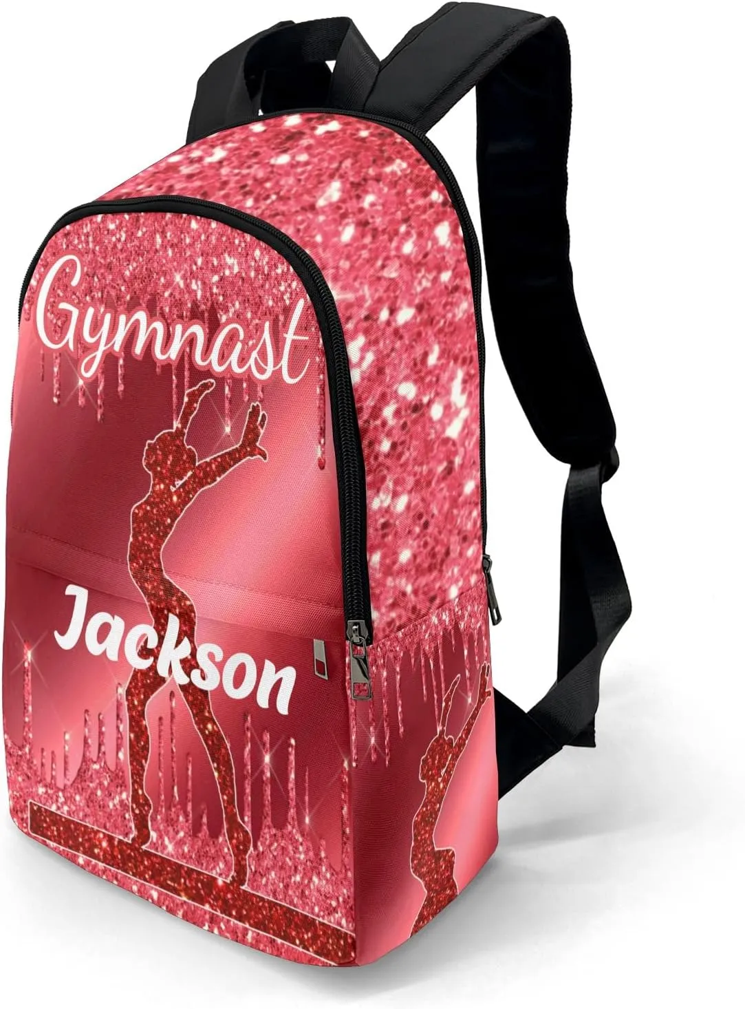 Personalised Casual Rucksack Large Capacity Casual Backpack Custom Unisex Travel Bag Red Girls Gymnastics