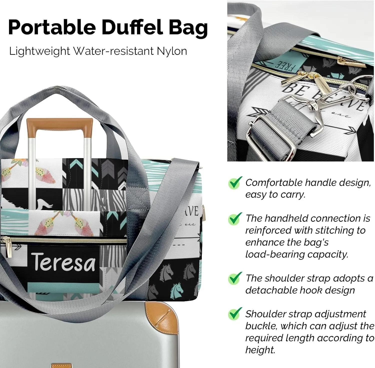 Personalized Animals Custom Multi-functional Travel Bag, Unisex Portable Duffel Bag, Short Distance Travel Assistant.
