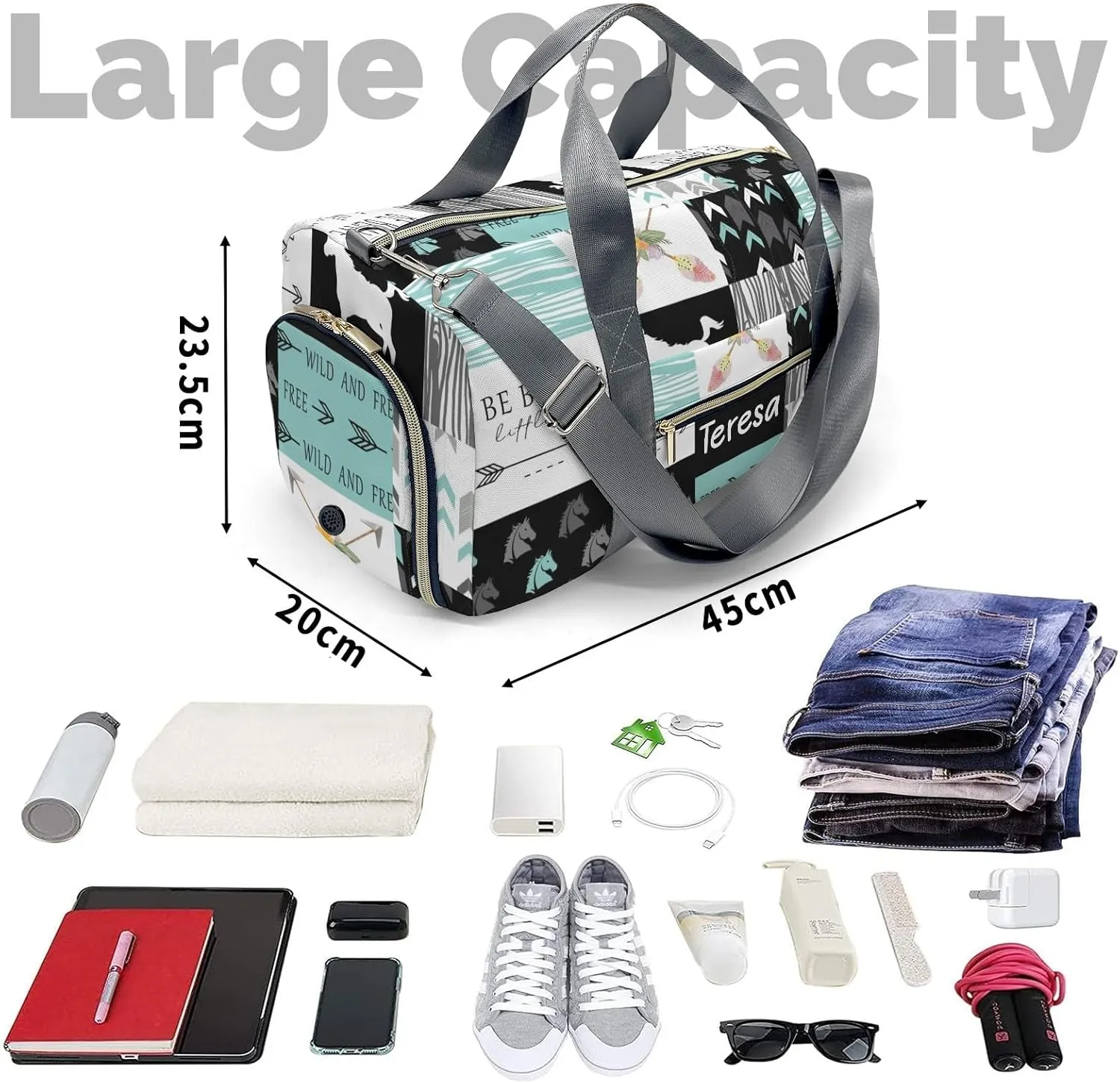 Personalized Animals Custom Multi-functional Travel Bag, Unisex Portable Duffel Bag, Short Distance Travel Assistant.