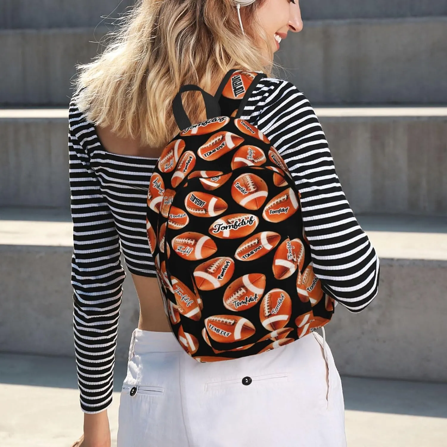 Personalized Backpack| Custom Name Rugby Backpack Football Backpack For Men,Gifts For Work,Weekend Getaway,Traveling,Hiking,Camping| Funny Rugby Pattern Backpack (style 4)