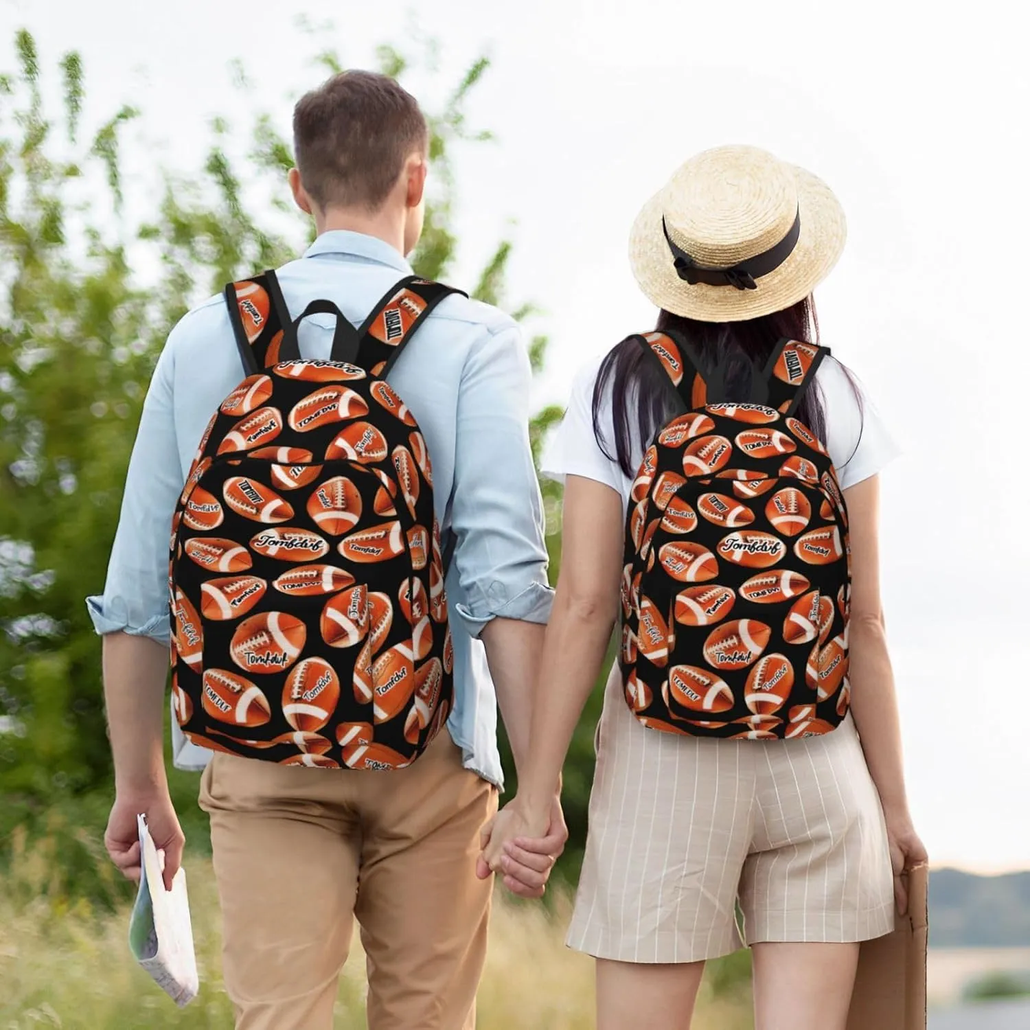 Personalized Backpack| Custom Name Rugby Backpack Football Backpack For Men,Gifts For Work,Weekend Getaway,Traveling,Hiking,Camping| Funny Rugby Pattern Backpack (style 4)