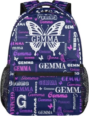 Personalized Butterfly Backpack with Name Large Customized Shoulder Bag Gifts for Women Men Waterproof Casual Daypack Laptop Bag 16in, Dark Blue