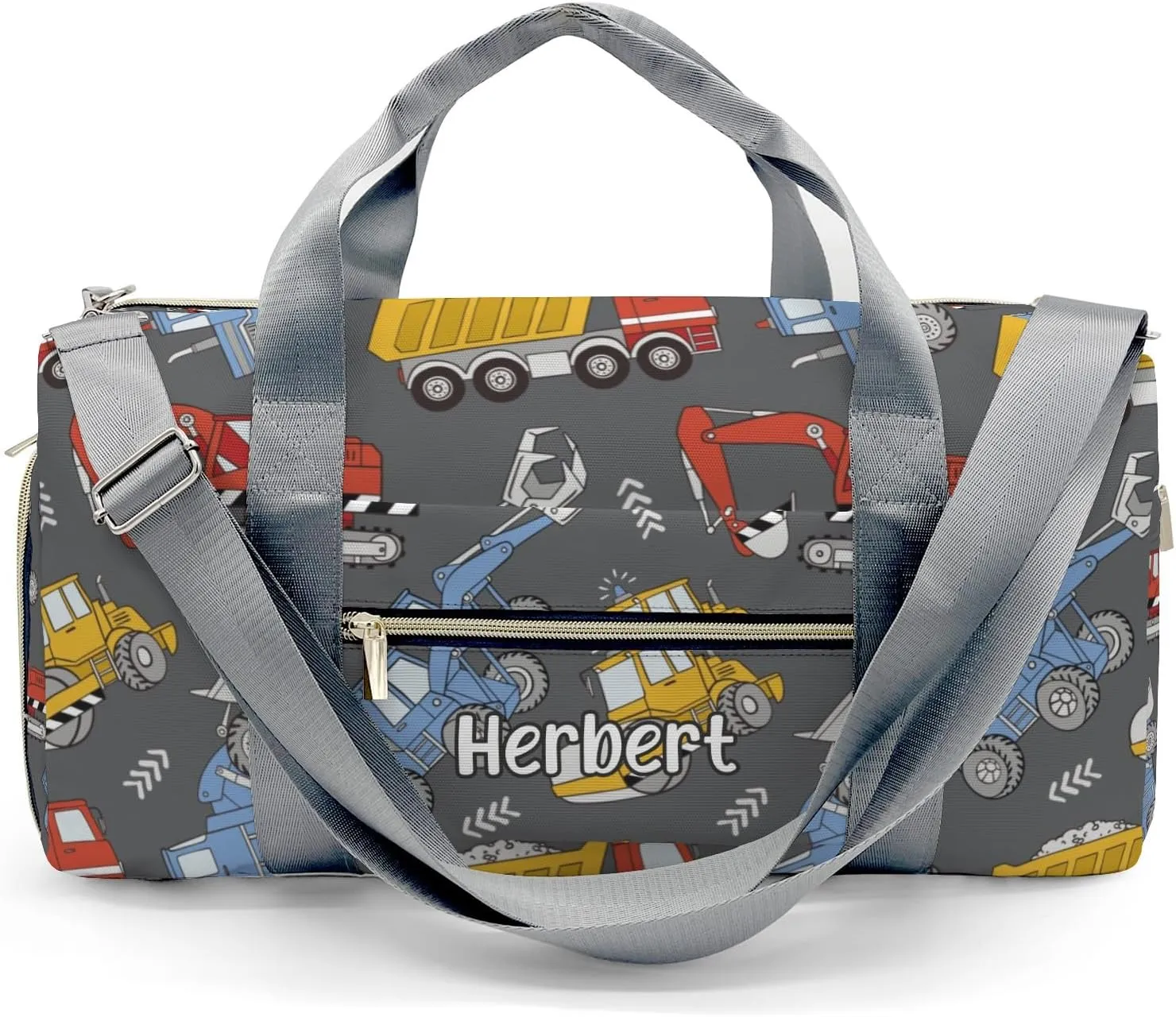 Personalized Construction Trucks Bulldozers Custom Multi-functional Travel Bag, Unisex Portable Duffel Bag, Short Distance Travel Assistant