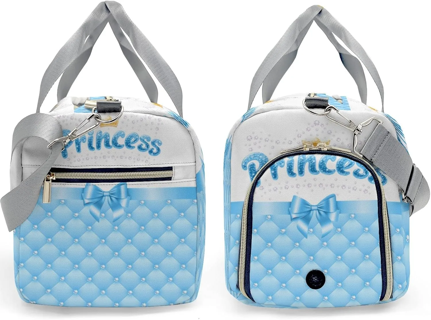 Personalized Diamond Princess Crown Bow Customized Multi-functional Handbag Travel Bag,Unisex Short Trip Portable Duffel Bag