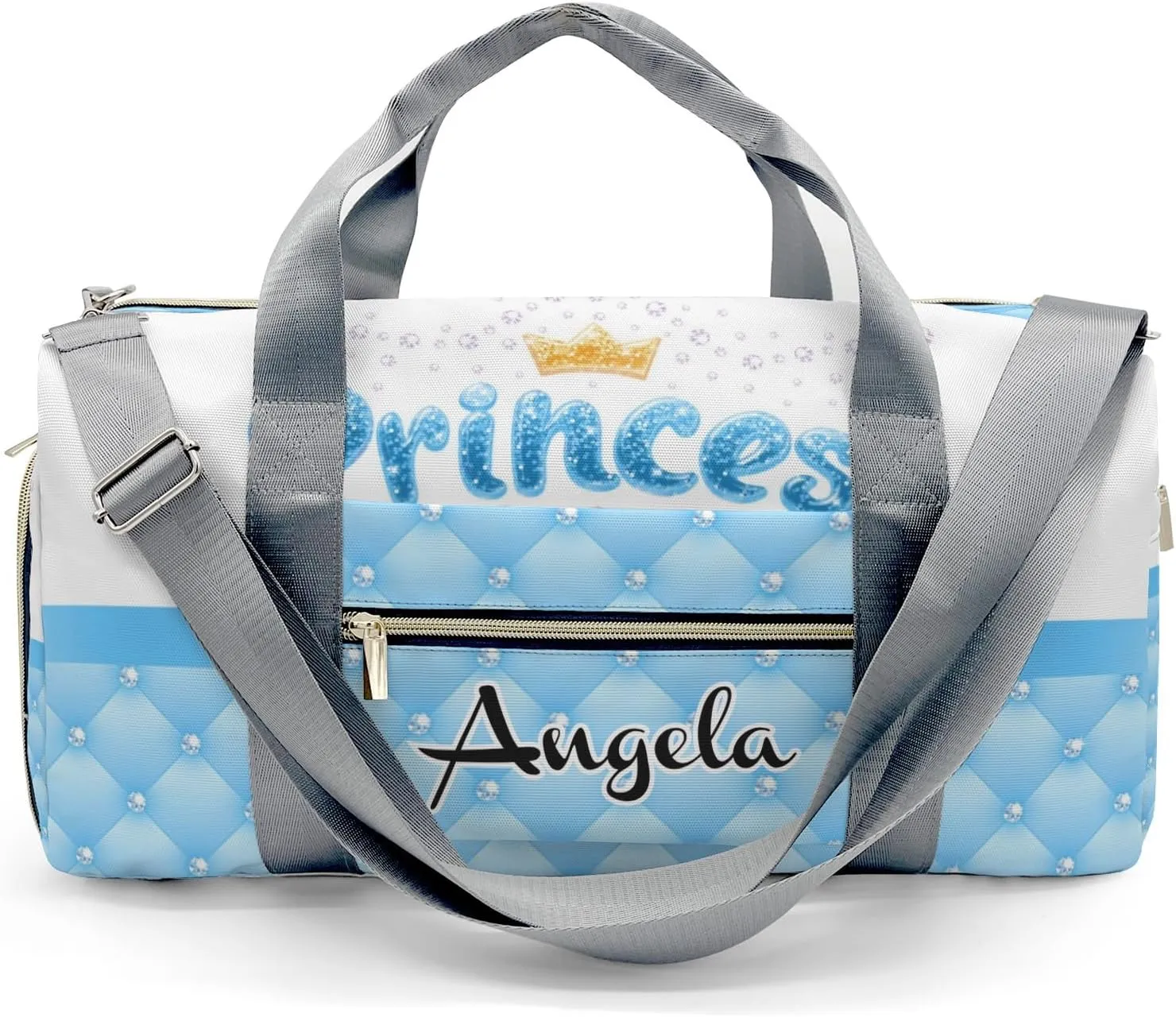 Personalized Diamond Princess Crown Bow Customized Multi-functional Handbag Travel Bag,Unisex Short Trip Portable Duffel Bag