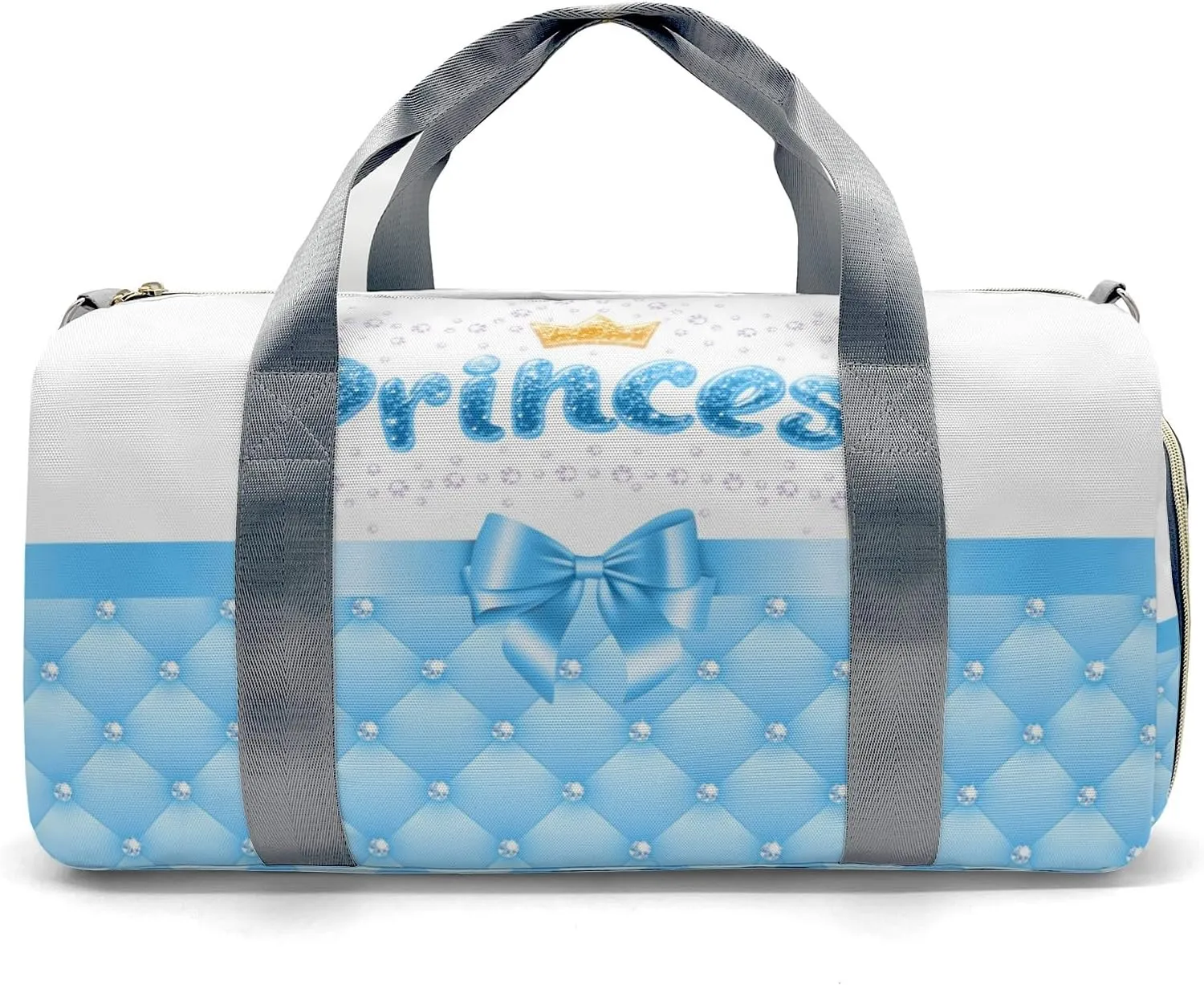 Personalized Diamond Princess Crown Bow Customized Multi-functional Handbag Travel Bag,Unisex Short Trip Portable Duffel Bag