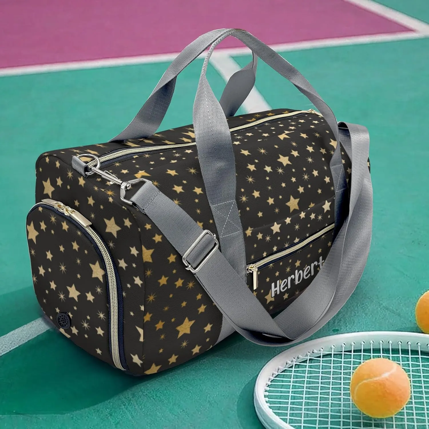 Personalized Glod Star Custom Multi-functional Travel Bag, Unisex Portable Duffel Bag, Short Distance Travel Assistant