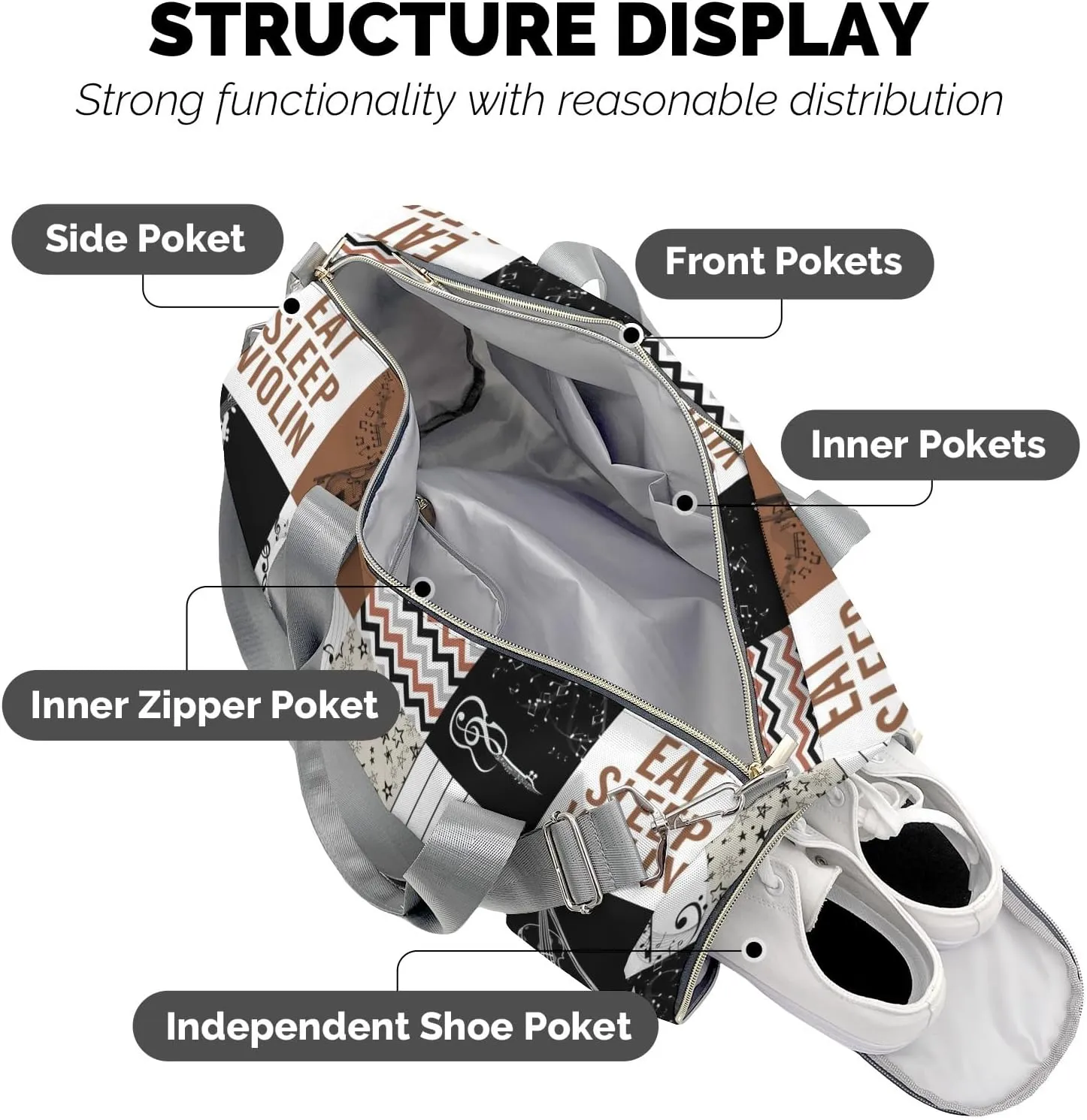 Personalized Music Custom Multi-functional Travel Bag, Unisex Portable Duffel Bag, Short Distance Travel Assistant