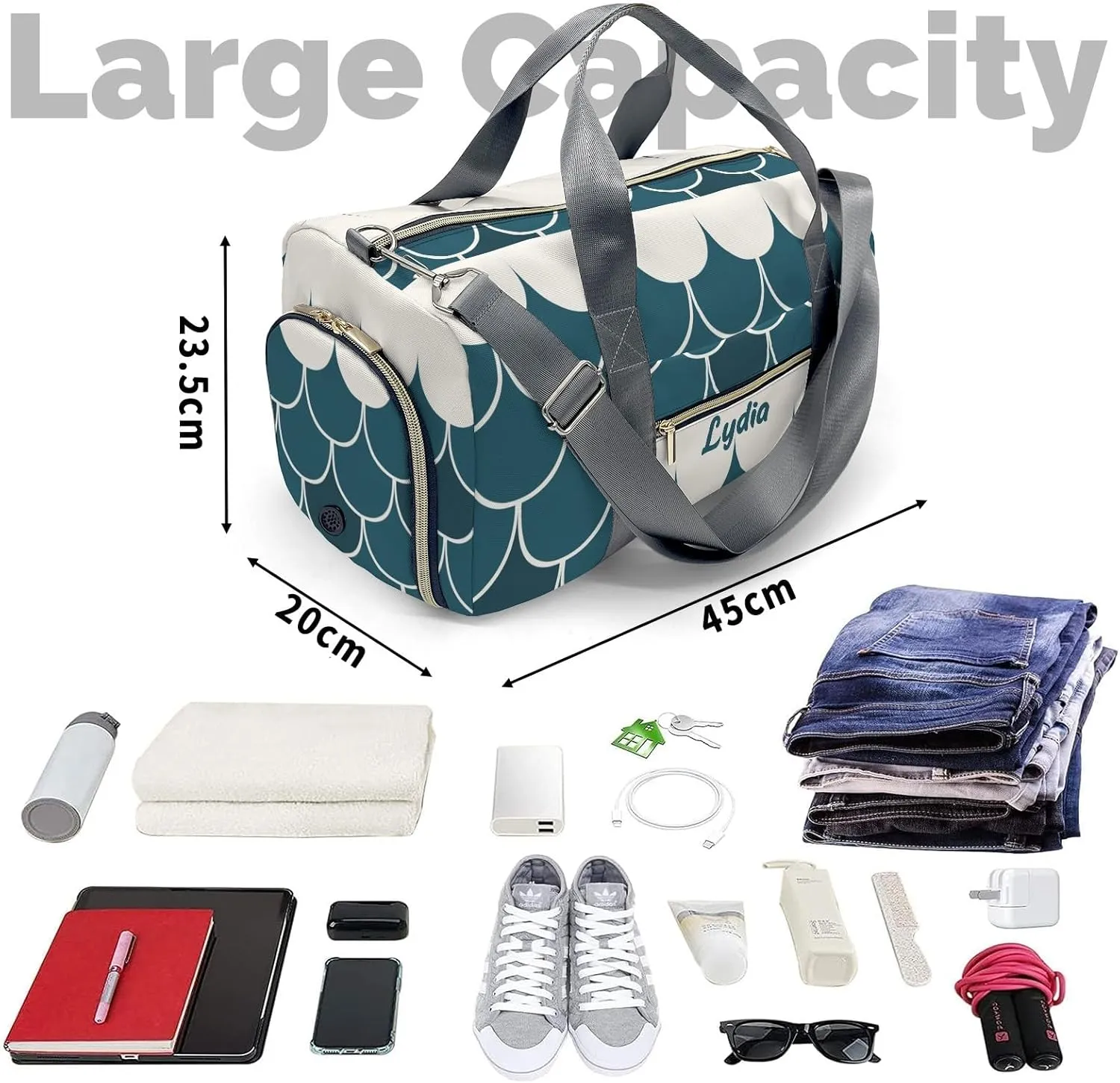 Personalized Nautical Anchor Ocean Custom Multi-functional Travel Bag, Unisex Portable Duffel Bag, Short Distance Travel Assistant