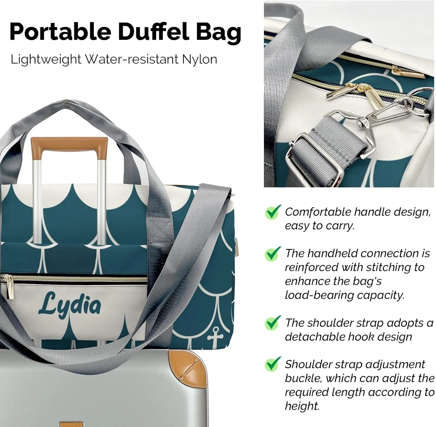 Personalized Nautical Anchor Ocean Custom Multi-functional Travel Bag, Unisex Portable Duffel Bag, Short Distance Travel Assistant