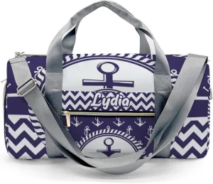 Personalized Nautical Boat Anchor Chevron Custom Multi-functional Travel Bag, Unisex Portable Duffel Bag, Short Distance Travel Assistant