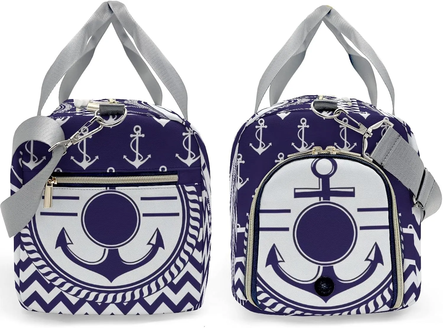 Personalized Nautical Boat Anchor Chevron Custom Multi-functional Travel Bag, Unisex Portable Duffel Bag, Short Distance Travel Assistant