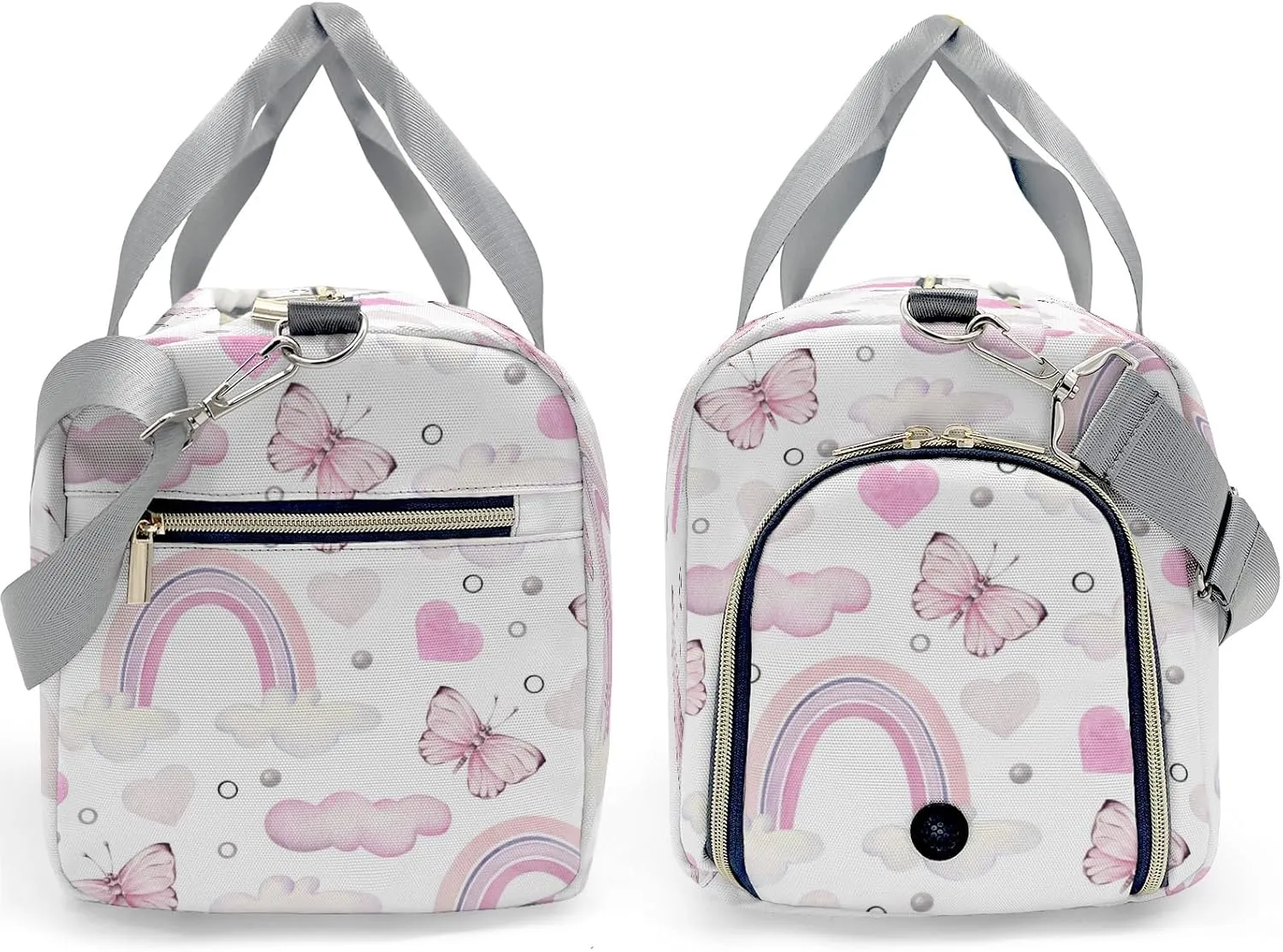Personalized Rainbow Butterfly Cloud Heart Custom Multi-functional Travel Bag, Unisex Portable Duffel Bag, Short Distance Travel Assistant