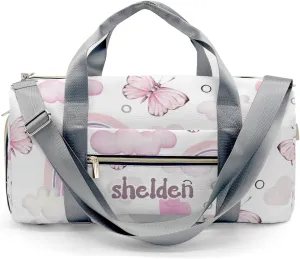 Personalized Rainbow Butterfly Cloud Heart Custom Multi-functional Travel Bag, Unisex Portable Duffel Bag, Short Distance Travel Assistant