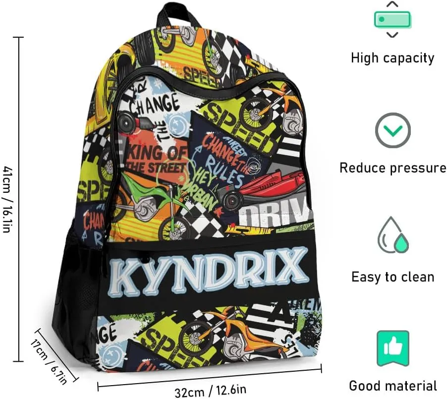 Personalized School Backpack for Boys Girls with Lunch Box Bag,Custom Toddler Backpack for Boys Girls