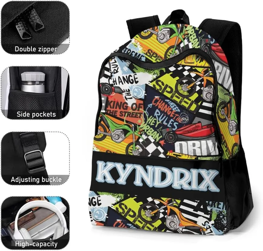 Personalized School Backpack for Boys Girls with Lunch Box Bag,Custom Toddler Backpack for Boys Girls