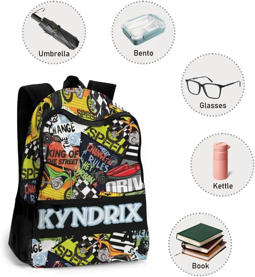 Personalized School Backpack for Boys Girls with Lunch Box Bag,Custom Toddler Backpack for Boys Girls