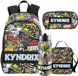 Personalized School Backpack for Boys Girls with Lunch Box Bag,Custom Toddler Backpack for Boys Girls