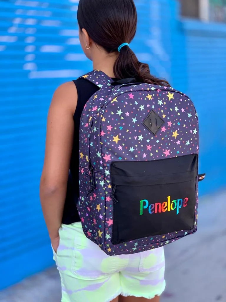 Personalized School Backpack - Rainbow Stars