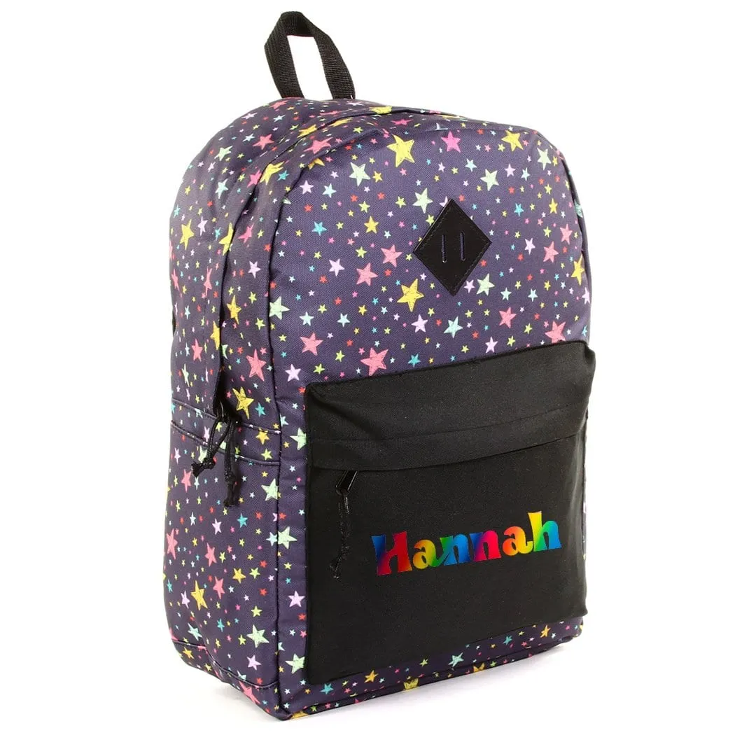 Personalized School Backpack - Rainbow Stars