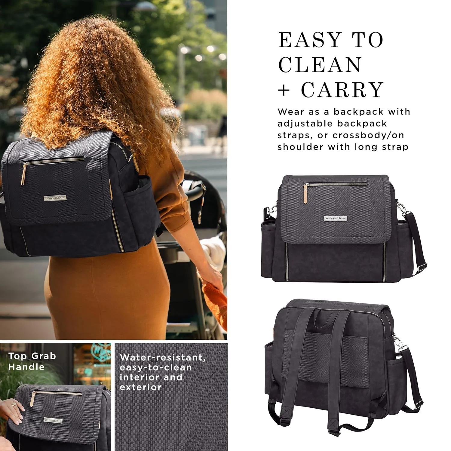Petunia Pickle Bottom Boxy Backpack Deluxe, Diaper Bag for Parents, Stylish Baby Bag, Spacious Backpack, On-The-Go Moms, Carbon Cable Stitch