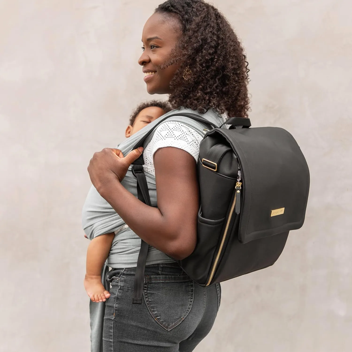 Petunia Pickle Bottom Boxy Backpack, Diaper Bag, Stylish Baby Bag, Spacious Backpack, On-the-Go Moms, Black Leatherette