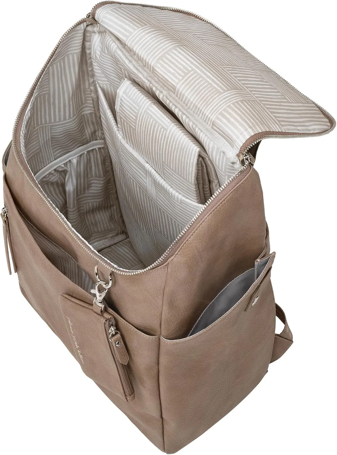 Petunia Pickle Bottom Tempo Backpack, Designed for Busy Families, Attaches to Stroller or Suitcase, Spacious Main Compartment, Mink