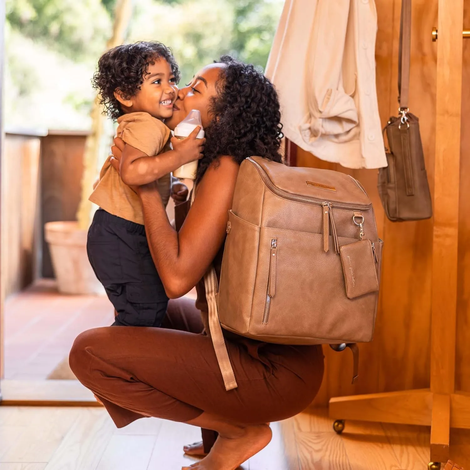 Petunia Pickle Bottom Tempo Backpack, Designed for Busy Families, Attaches to Stroller or Suitcase, Spacious Main Compartment, Mink