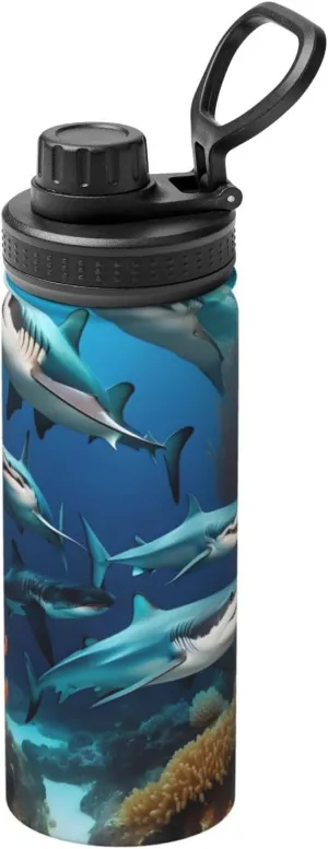 PHAYAH Submarine Shark Coral Camping Hiking Hydration Flask Stainless Steel, Double Walled & Vacuum Insulated Water Bottle