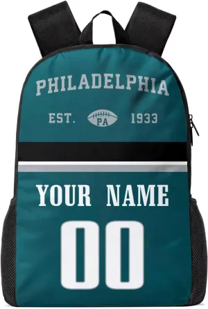 Philadelphia Custom Backpack High Capacity,Laptop Bag Travel Bag,Add Personalized Name And Number£¬Gifts For Football Fans