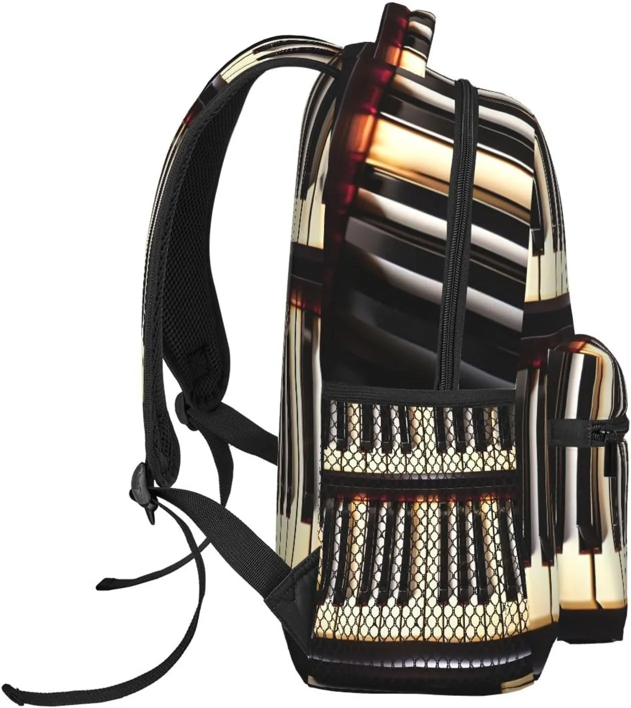 Piano Keys With Musical Notes Print Laptop Backpack Stylish Bookbag College Daypack Travel Business Work Bag For Men Women