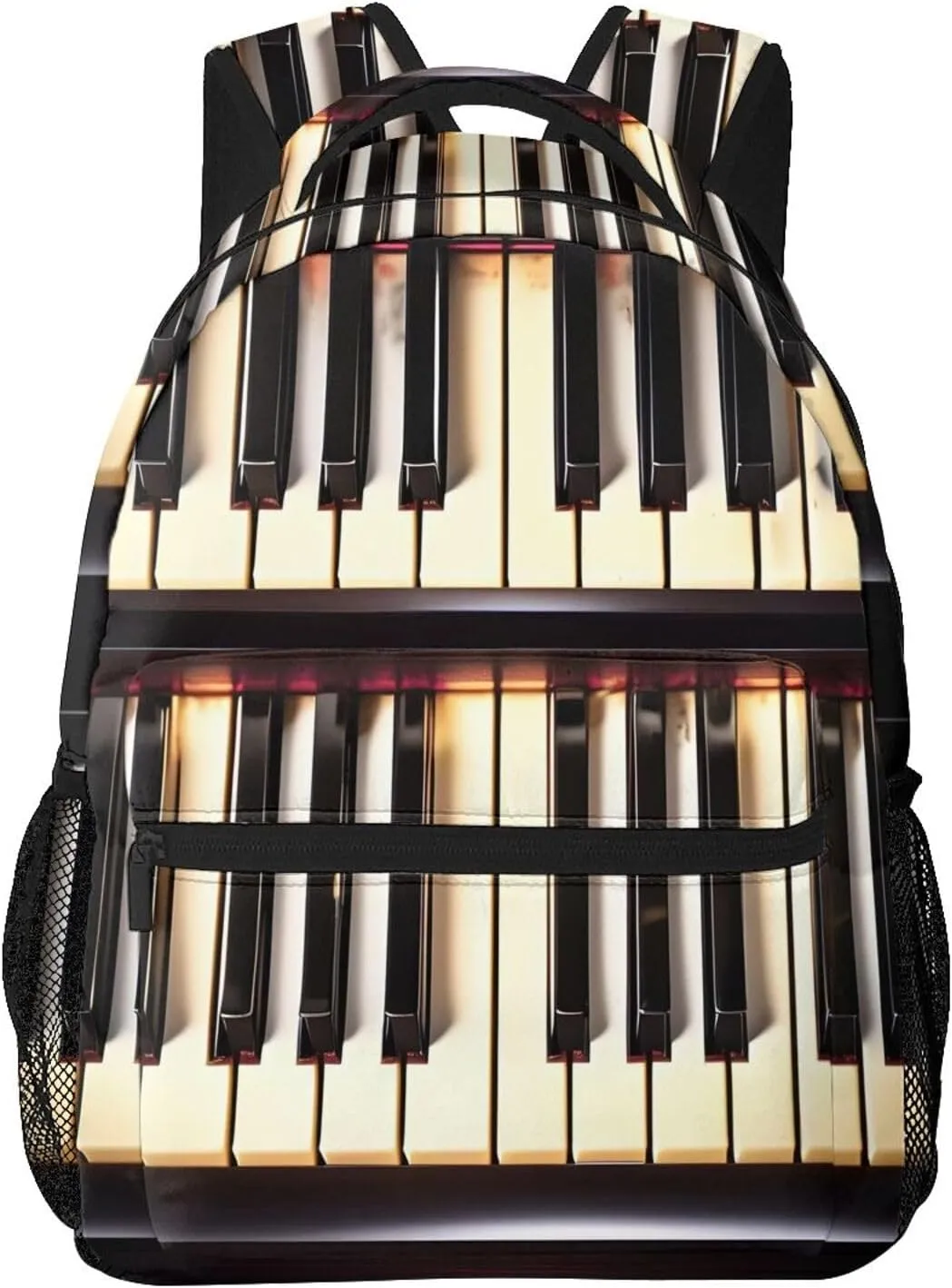 Piano Keys With Musical Notes Print Laptop Backpack Stylish Bookbag College Daypack Travel Business Work Bag For Men Women