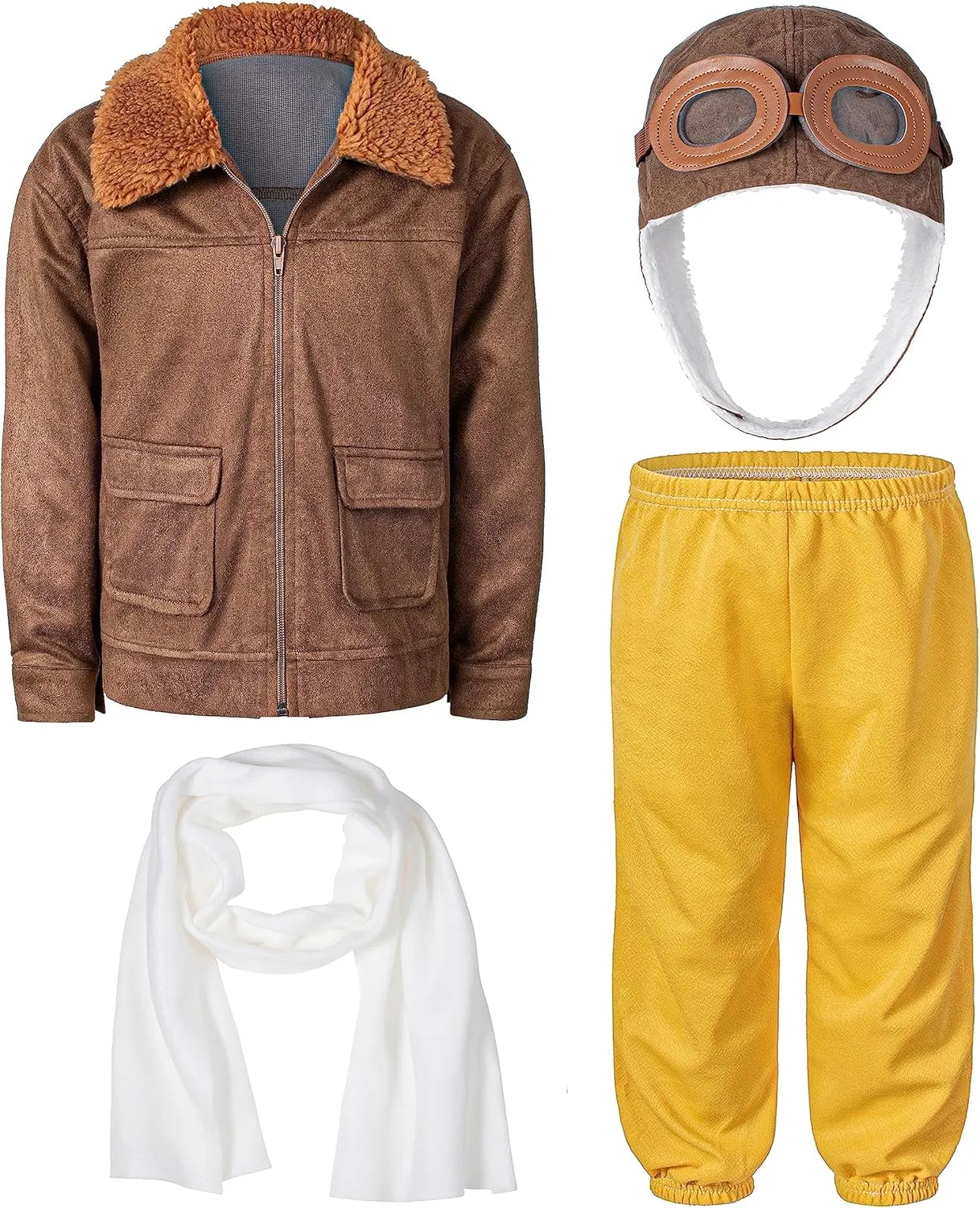 Pilot Aviator Costume Kids Coat Pants Hat Scarf Girl Boy Party Cosplay 3-11 Years