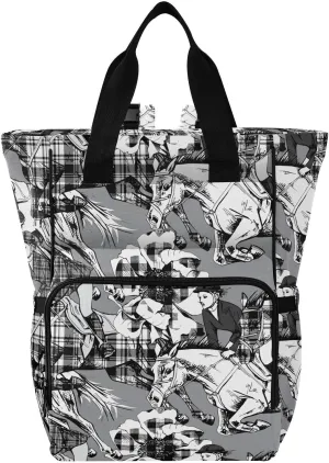 Plaid Horse Race Diaper Bag Backpack Multifunction Baby Bag with Stroller Straps Large Tote with Insulated Pockets for Baby Girls Boys Stuff Travel Essentials