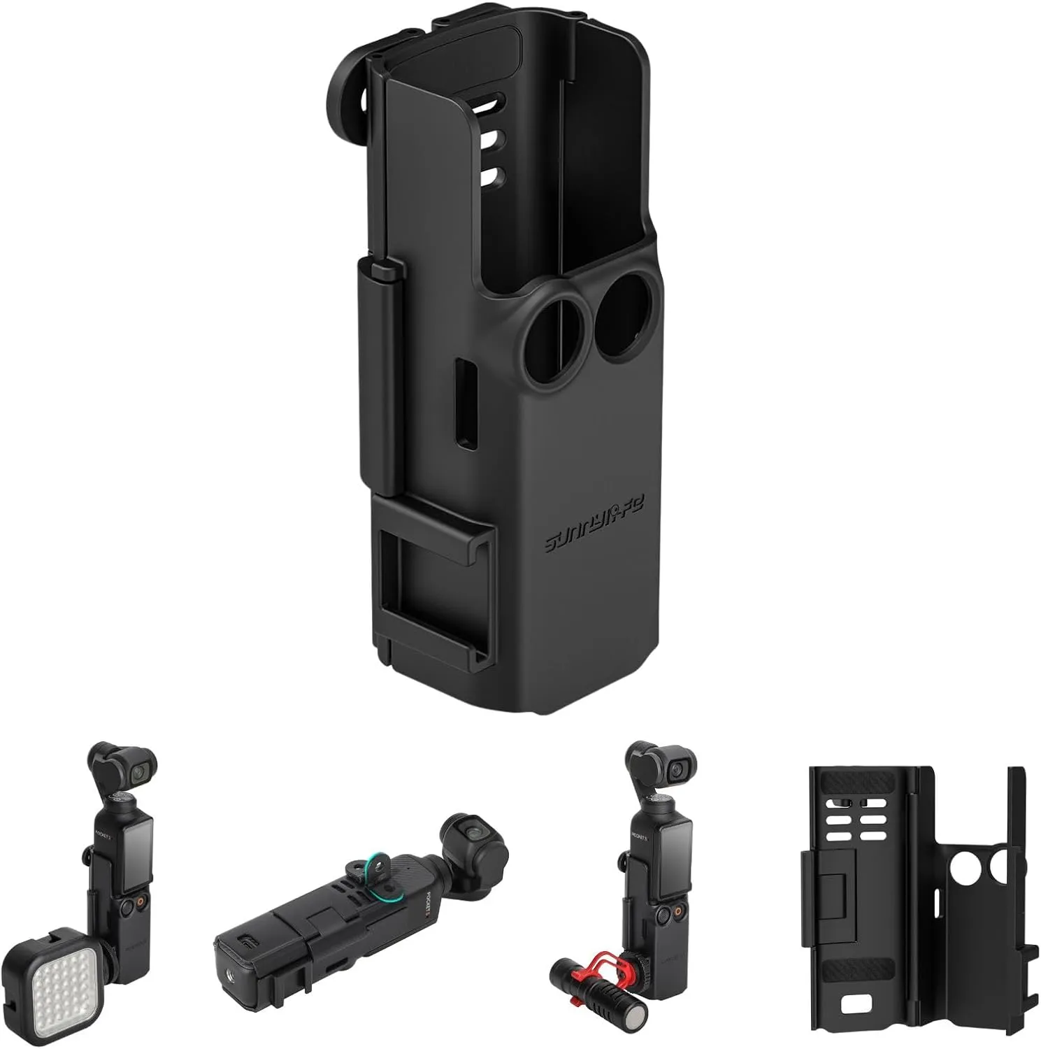 Pocket 3 Camera Cage, Video Rig Expansion Adapter Mount for DJI Osmo Pocket 3 with Cold Shoe and Foldable 2-Prong Mount, Compatible with 1/4" Thread/Battery Handle