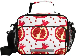 Pomegranate Red Lunch Bag for Kids Insulated Lunch Tote Bags with Detachable Shoulder Strap Lunch Box for School Boys Girls