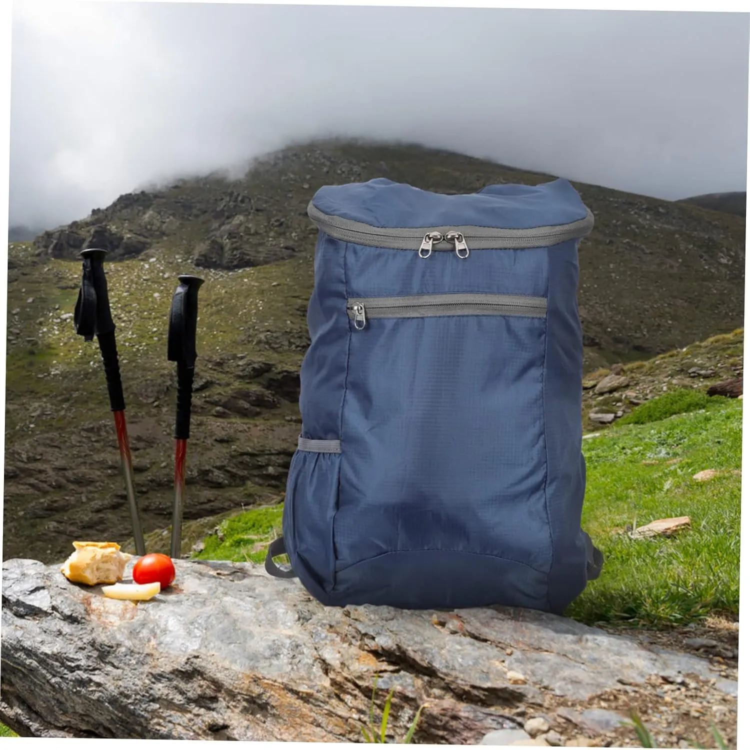 POPETPOP 2pcs Lightweight Backpack for Men Outdoor Daypack Hiking Rucksack Polyester Large Capacity Pockets Duffel Bag Blue