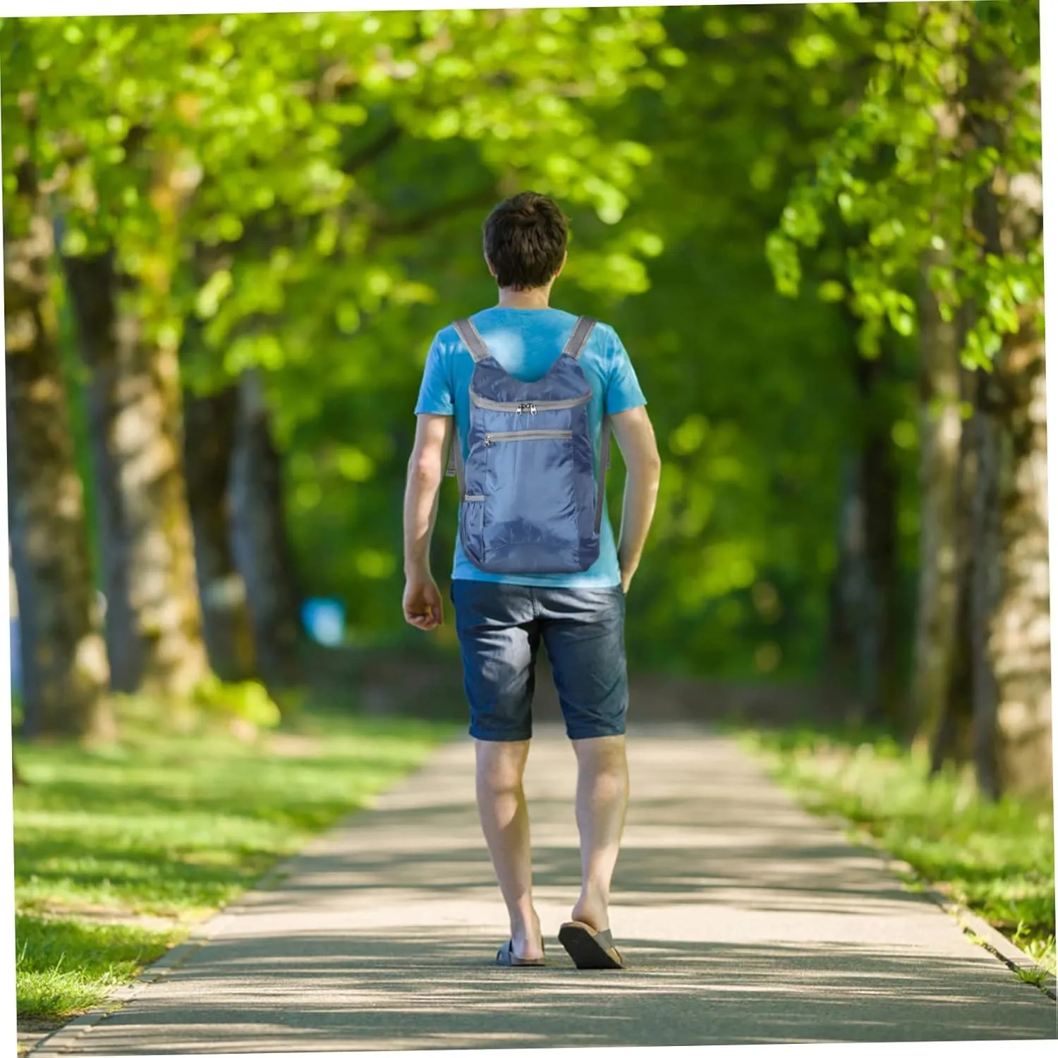 POPETPOP 2pcs Lightweight Backpack for Men Outdoor Daypack Hiking Rucksack Polyester Large Capacity Pockets Duffel Bag Blue
