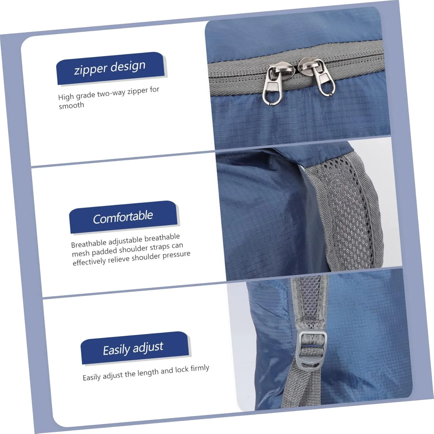 POPETPOP 2pcs Lightweight Backpack for Men Outdoor Daypack Hiking Rucksack Polyester Large Capacity Pockets Duffel Bag Blue