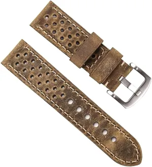 Porous Vinatge Leather Watch Strap For Men Watchband Breathable Belt